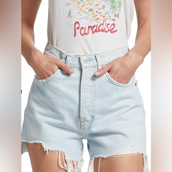 🌻NWT RE/DONE 50s CUT OFF SHORTS LIGHT RAF! SIZE 26 or 4 DISTRESSED LIGHT WASH🌻 - Picture 10 of 11